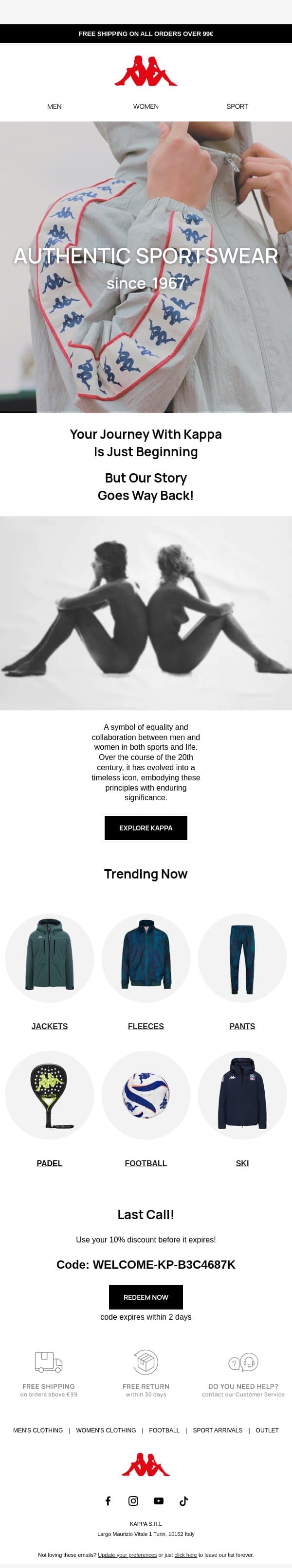 Your Journey With Kappa is Just Beginning... email from Kappa screenshot
