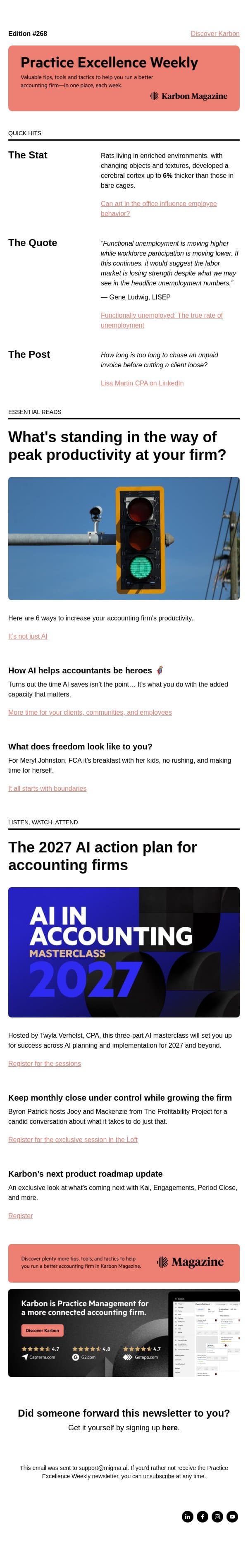 PEW 268: Office art, heroes, and an AI masterclass email from Karbon screenshot
