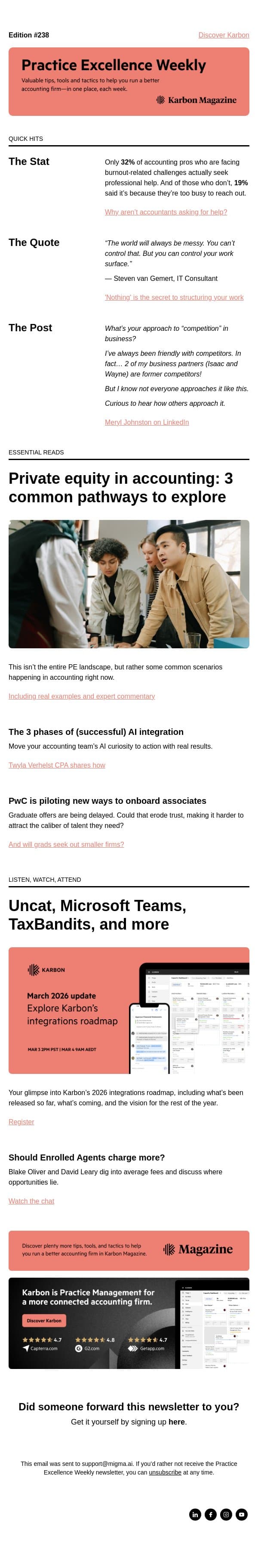 PEW 238: Nothing, burnout, and your competition email from Karbon screenshot
