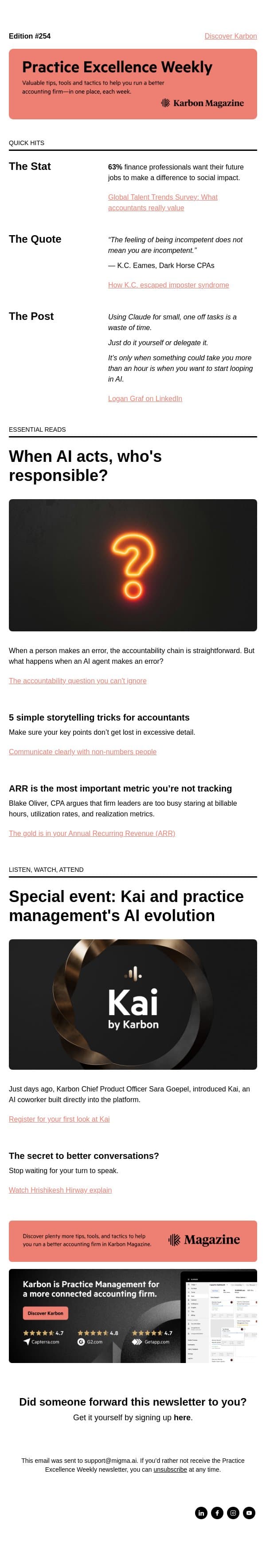 PEW 254: Meet Kai, data storytelling, and your annual recurring revenue email from Karbon screenshot