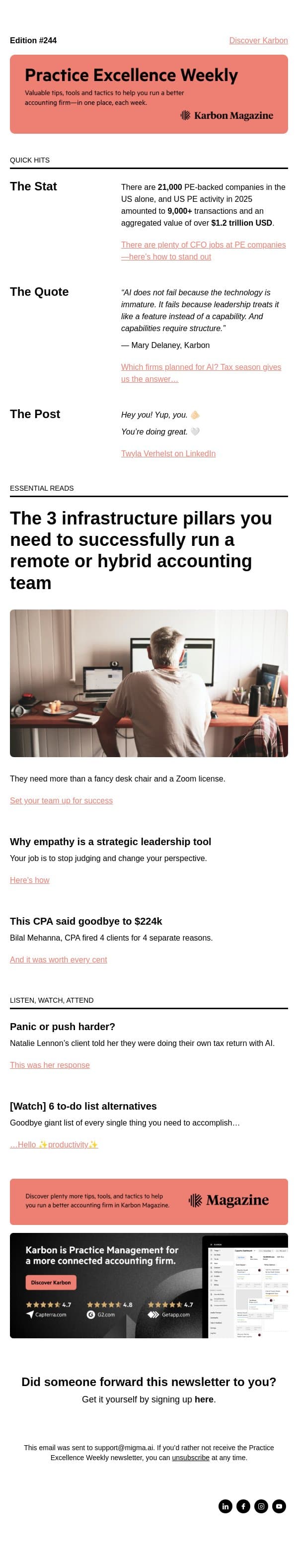 PEW 244: 6 to-do list alts, stop judging, and firing clients email from Karbon screenshot