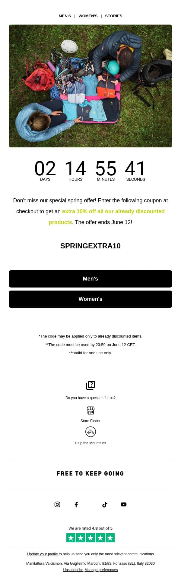 Last 2 days! | Extra 10% email from Karpos screenshot