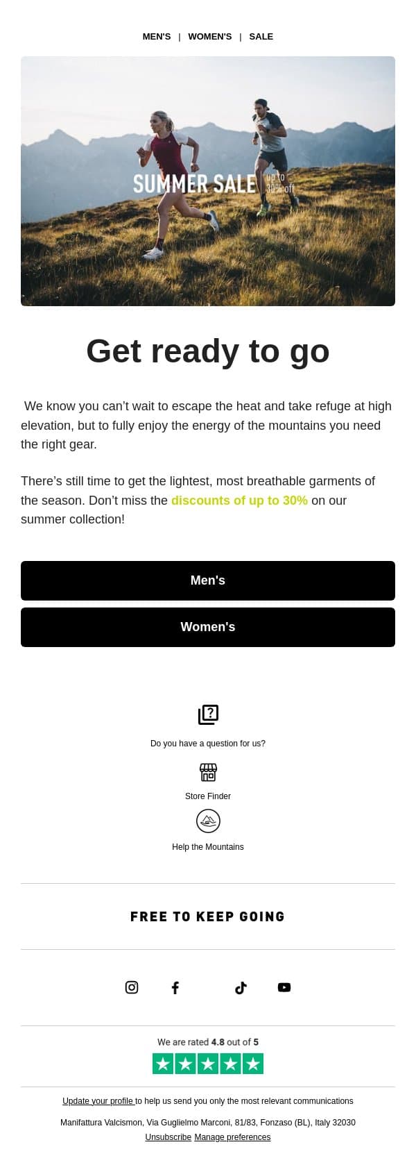 Our summer sale is still on: Save up to 30%! email from Karpos screenshot