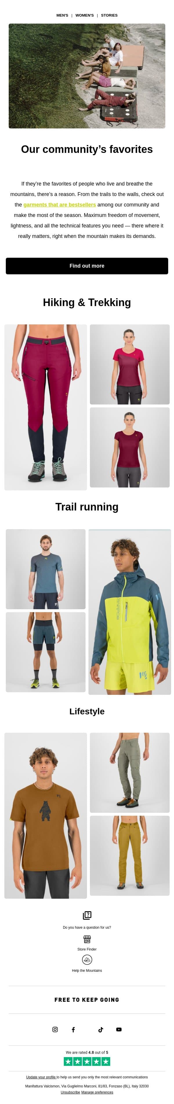 Our bestsellers for spring email from Karpos screenshot