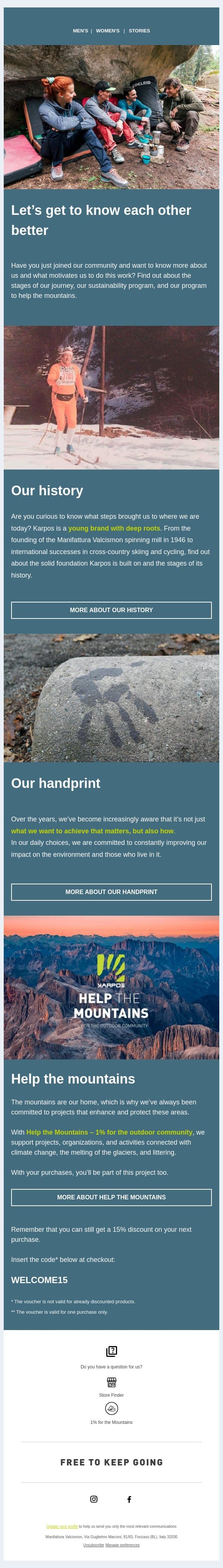 Hi Adam | Find out who we are email from Karpos screenshot