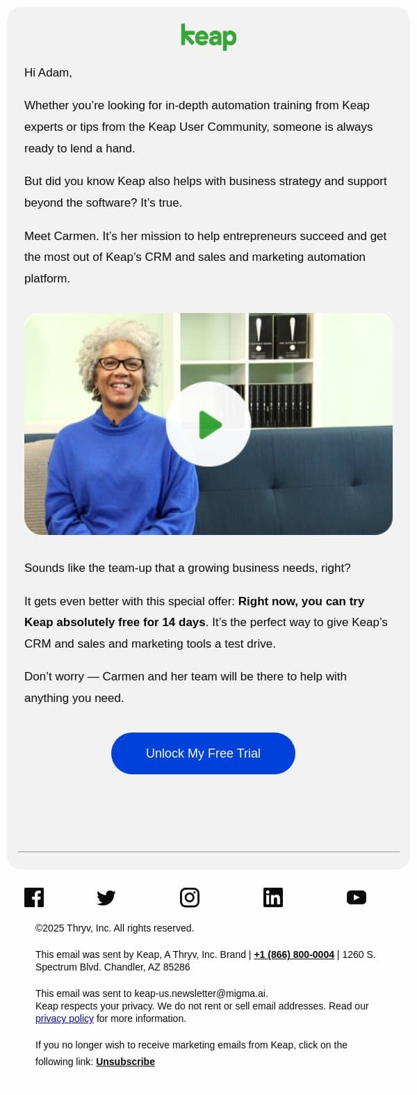 Your network just got bigger. Way bigger. email from Keap screenshot