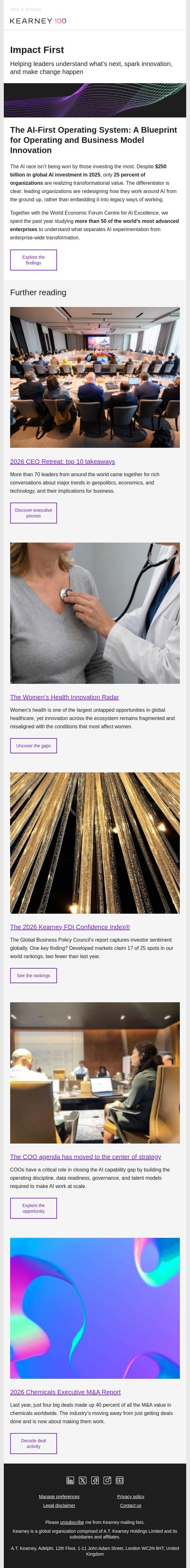 Where business is headed next email from Kearney screenshot