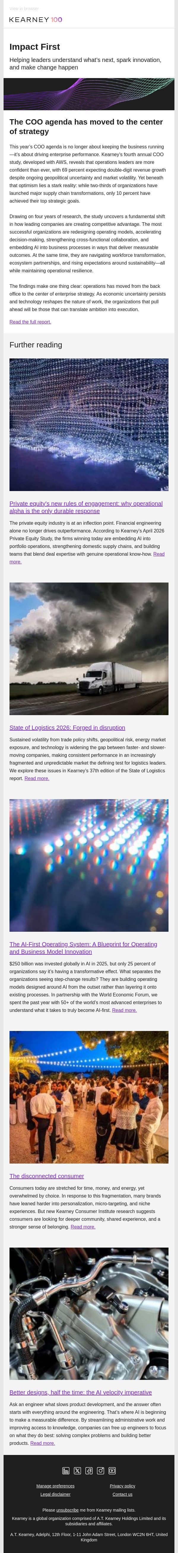 What’s defining the next era of enterprise performance? email from Kearney screenshot