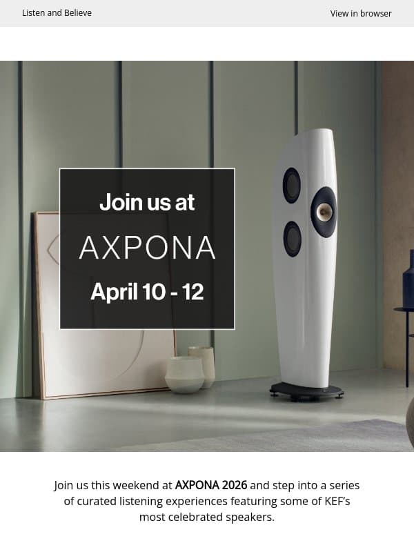 Join us at Axpona 2026 email from KEF