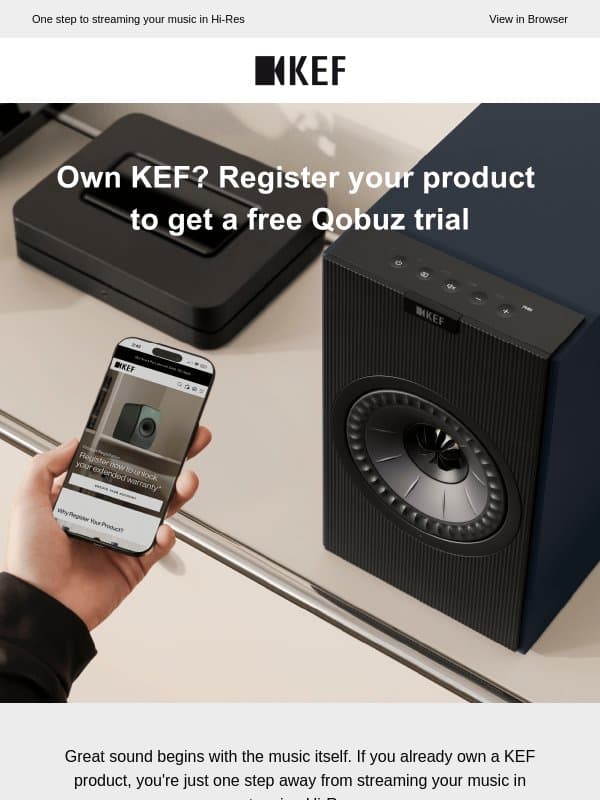 Enjoy a 60-day Qobuz trial. email from KEF