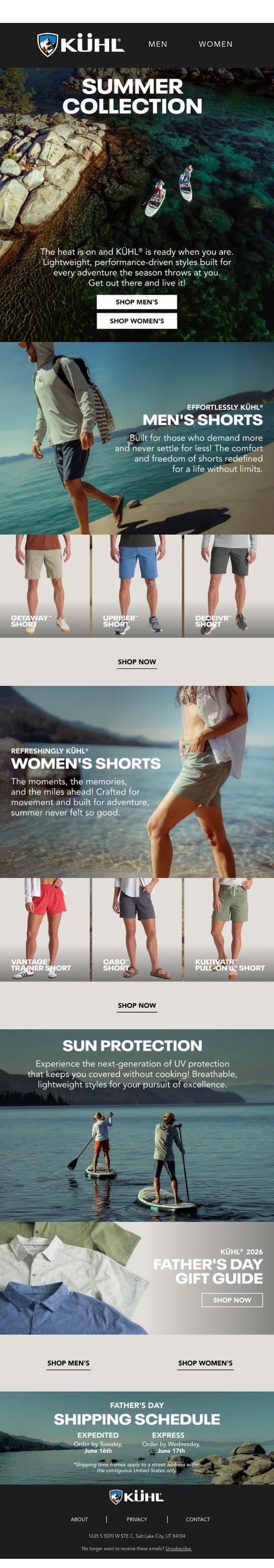 The Summer Collection email from Kühl screenshot