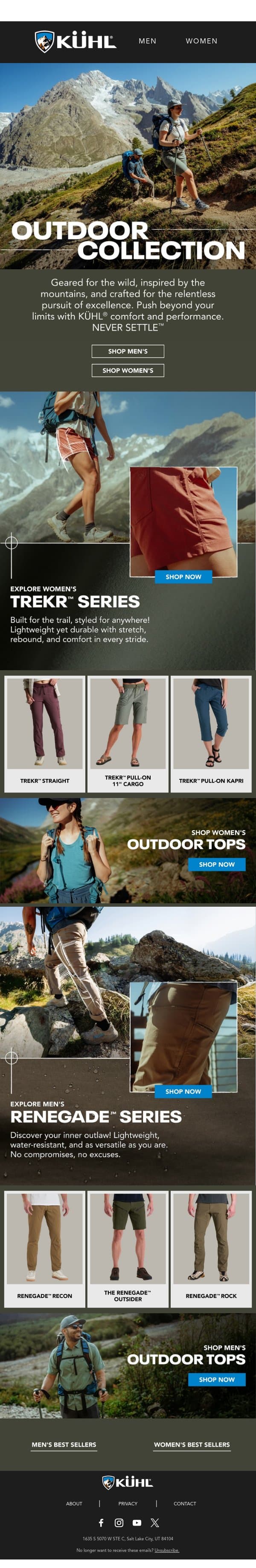 The Outdoor Collection email from Kühl screenshot