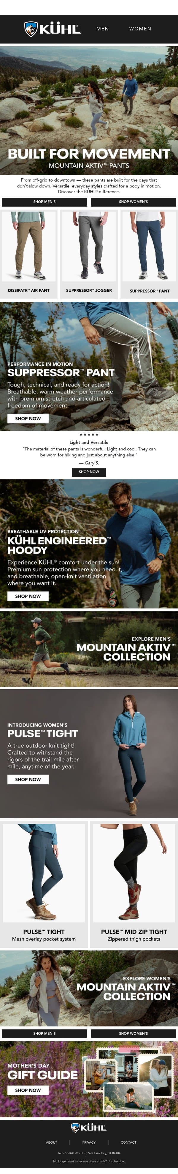 Built for Movement email from Kühl screenshot