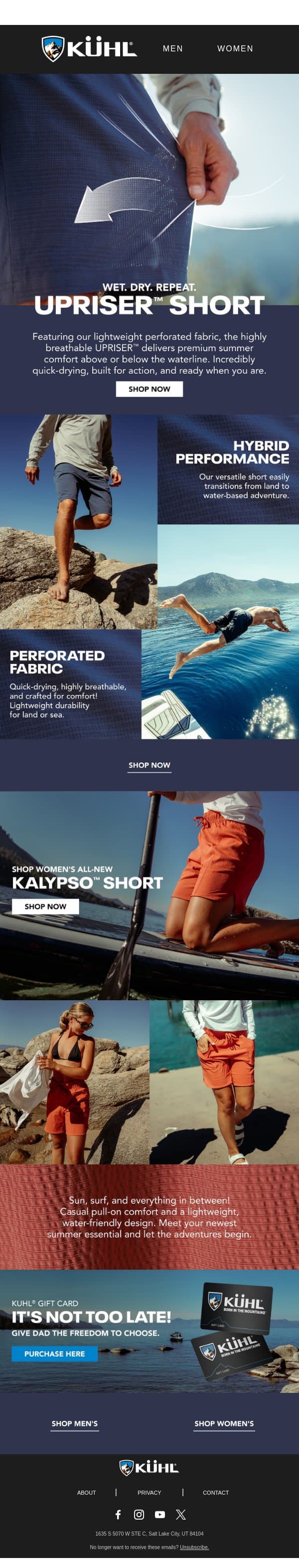 Land or Sea Performance email from Kühl screenshot