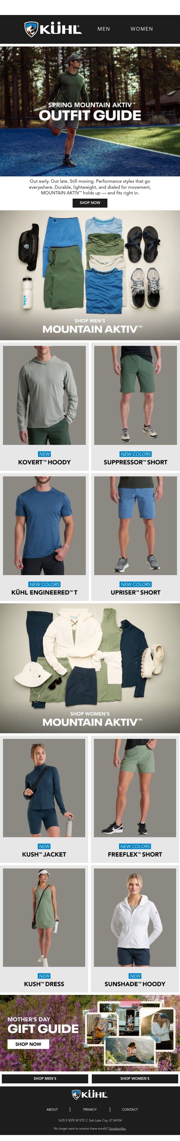 Your AKTIV™ Outfit Guide email from Kühl screenshot