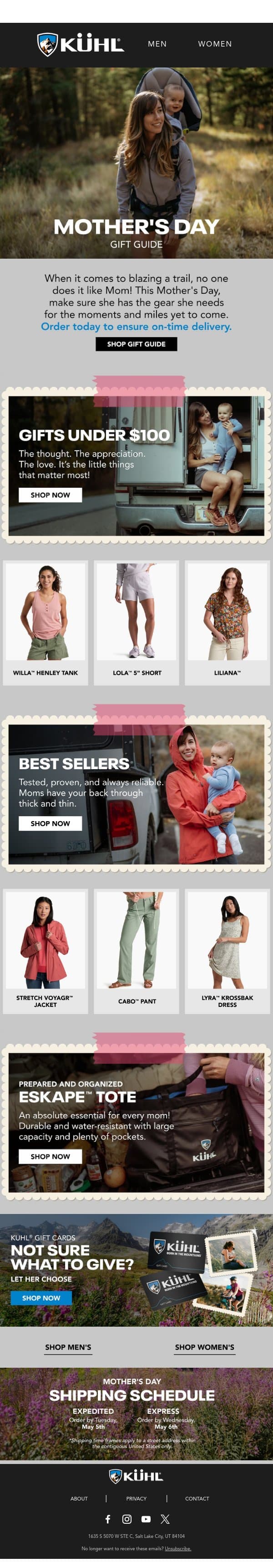 Final Days to Order for Mother's Day! email from Kühl screenshot