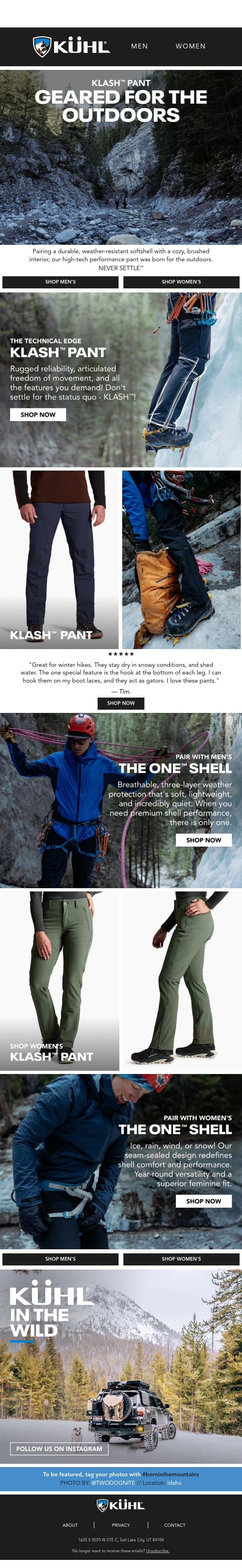 Back in Stock! email from Kühl screenshot