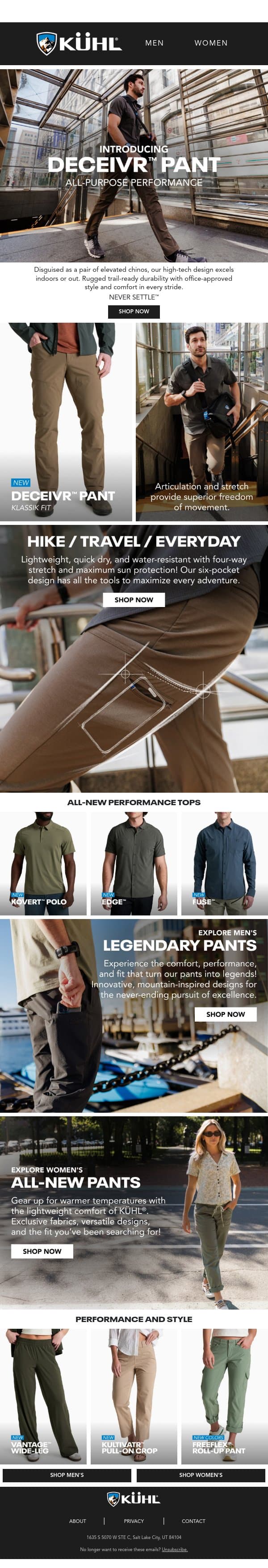 Introducing the DECEIVR™ Pant email from Kühl screenshot