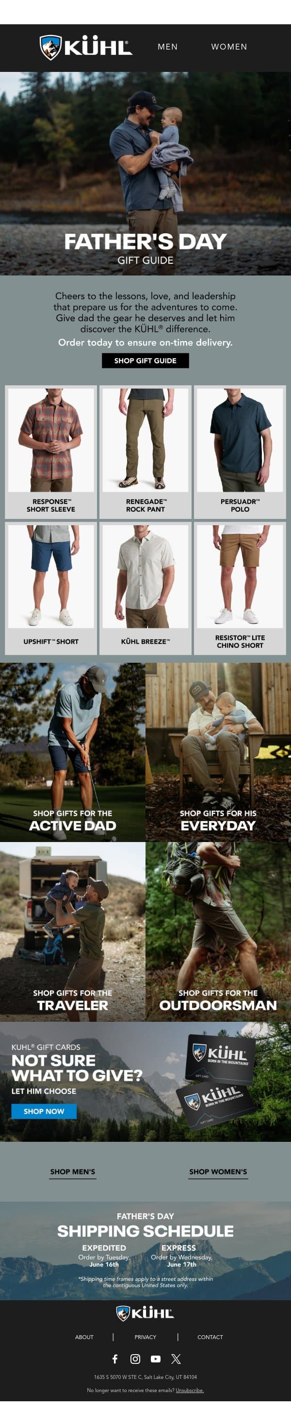 Final Days to Order for Father's Day! email from Kühl screenshot