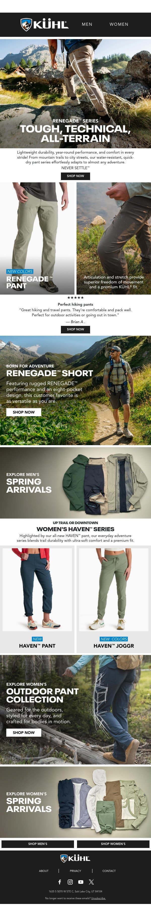 Tough, Technical, All-Terrain email from Kühl screenshot