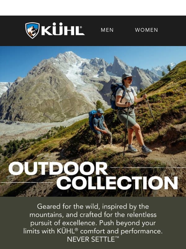 The Outdoor Collection email from Kühl