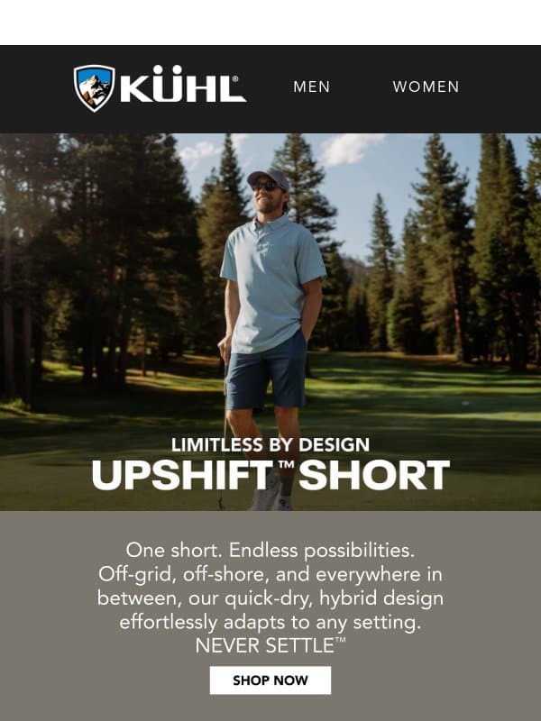 The UPSHIFT™ Short email from Kühl