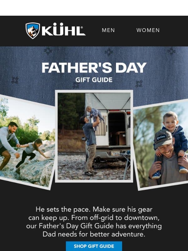 Father's Day Gift Guide email from Kühl