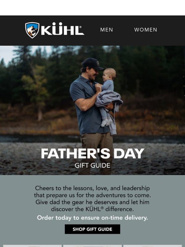 Final Days to Order for Father's Day! email from Kühl