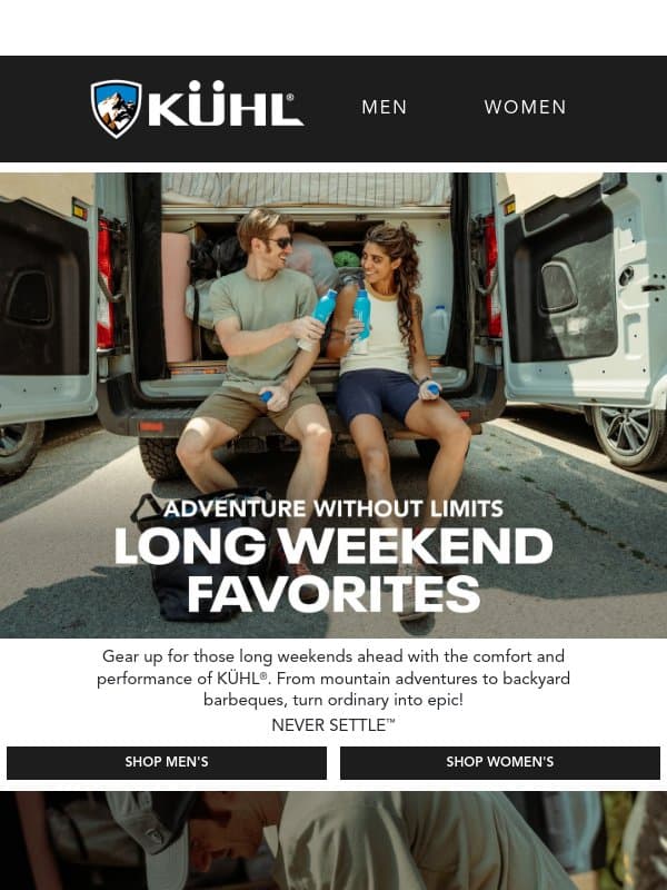 Long Weekends, KÜHL Adventures email from Kühl