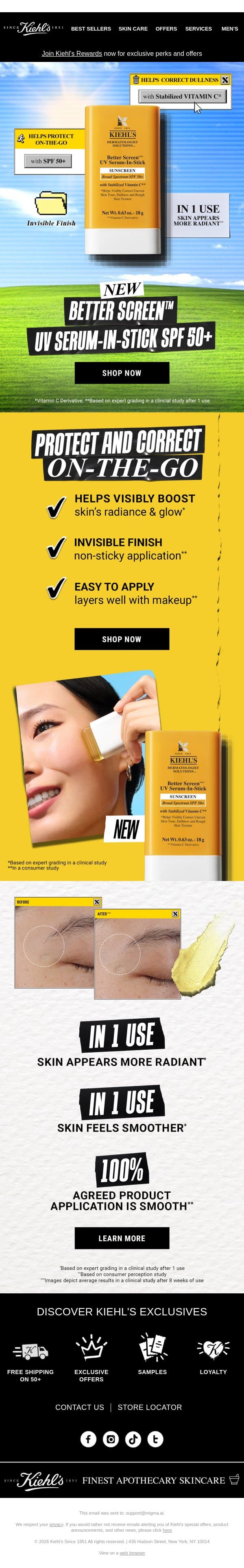 It's Here! Better Screen SPF 50 ☀️ Now In-Stick email from Kiehl's screenshot