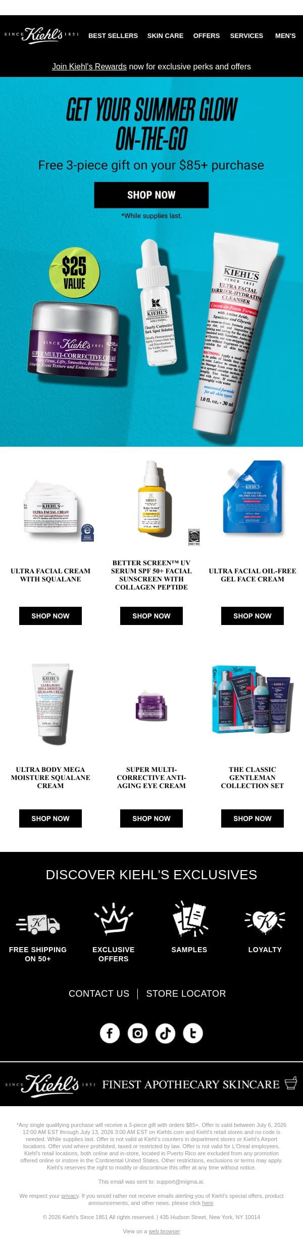 Build Your Routine, Claim Your Free Gift 🎁 email from Kiehl's screenshot