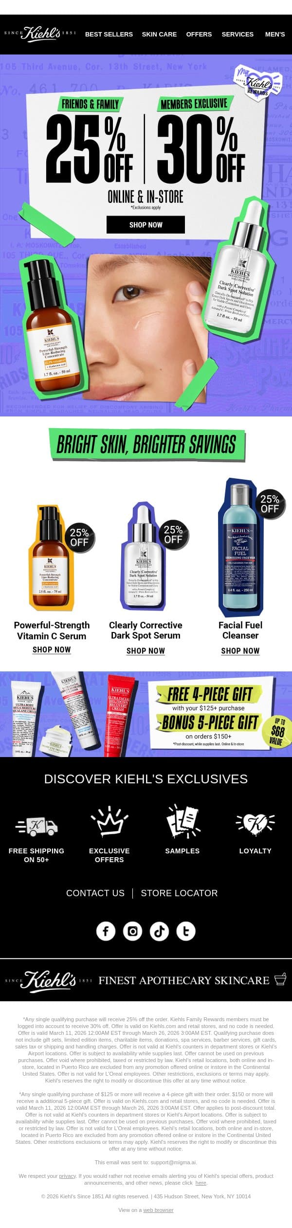 Still Thinking About It? Up to 30% OFF is Waiting. email from Kiehl's screenshot
