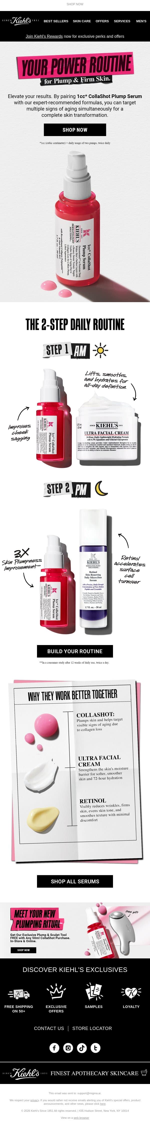2 Steps to Firmer Skin + a FREE Sculpting Gift email from Kiehl's screenshot