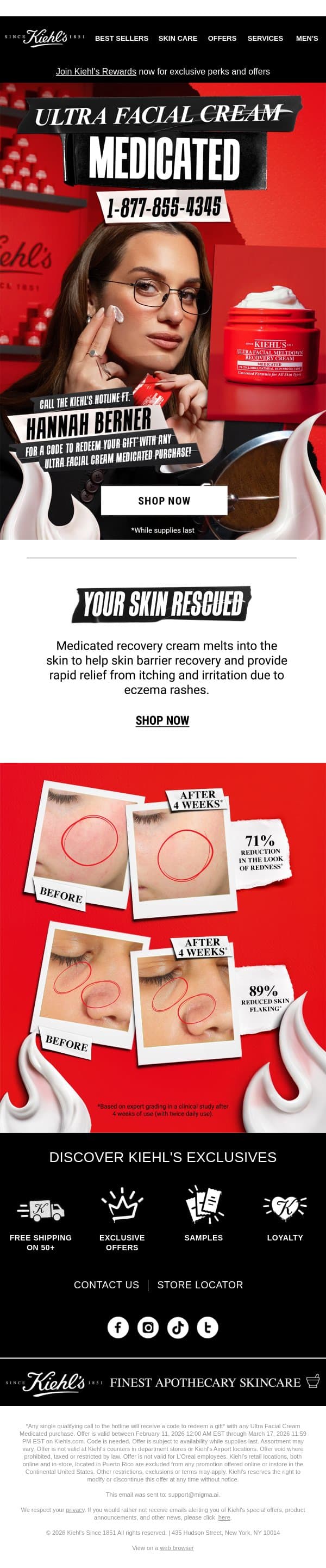Dry, Flaky Skin Relief💧 + Claim Your Free Gift email from Kiehl's screenshot