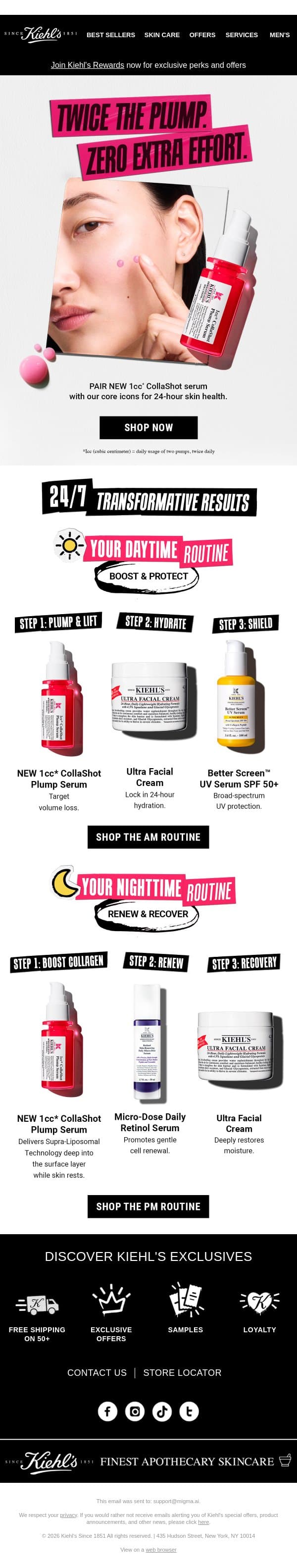 Twice The Plump, Zero Extra Effort ✨ email from Kiehl's screenshot