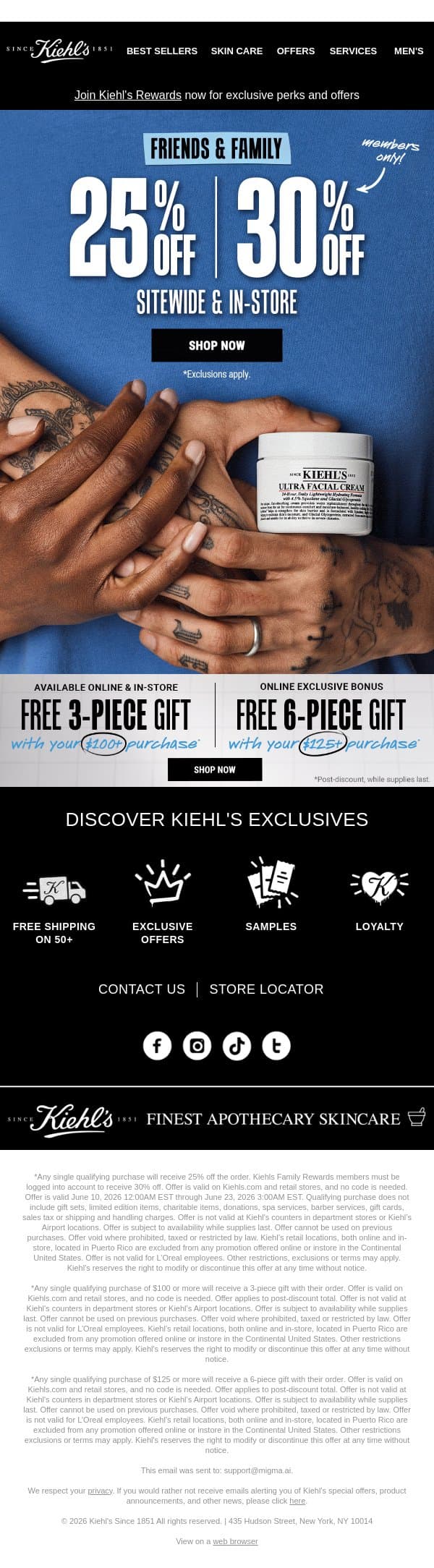 Yes, Even Sets & Refills Are 25% OFF🛍️Online & In-Store email from Kiehl's screenshot