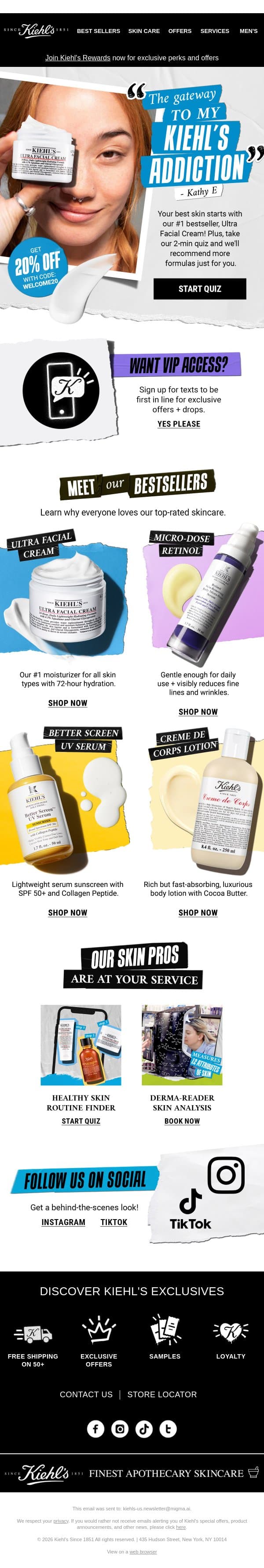 "The gateway to my Kiehl's addiction…" 👀 email from Kiehl's screenshot