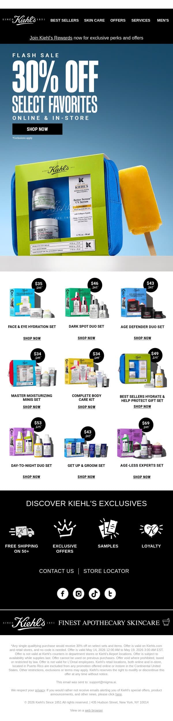Almost Over: 30% OFF Sets Ft. Ultra Facial Cream & More email from Kiehl's screenshot