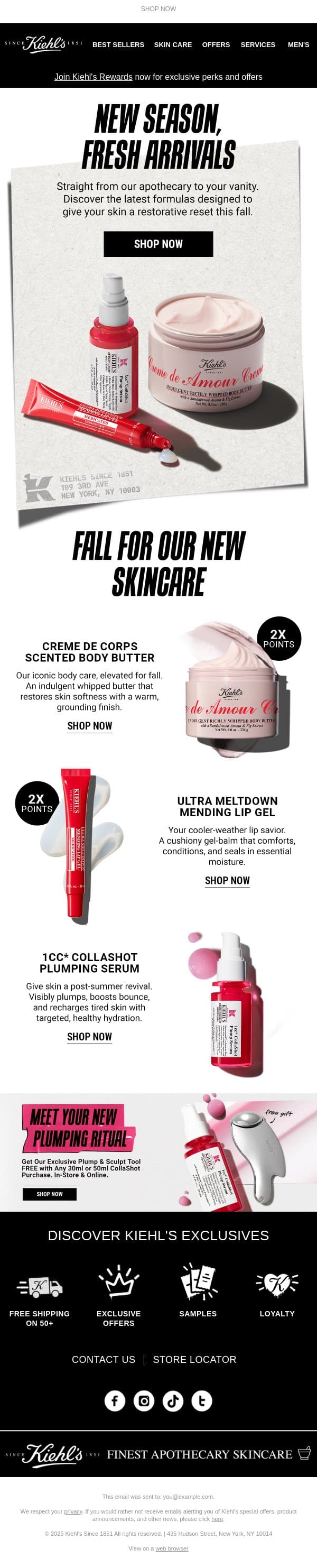 Meet Your NEW Fall Skincare Essentials 🍂 email from Kiehl's screenshot