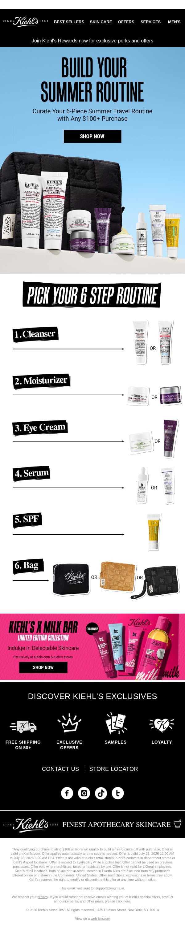 Pack Your Bags With Free Skincare ☀ email from Kiehl's screenshot