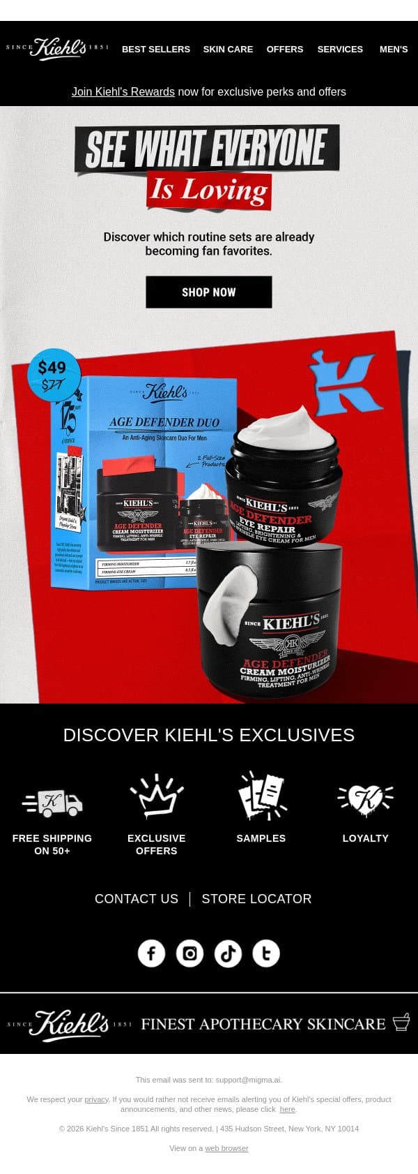 See What Everyone Is Loving 👀 email from Kiehl's screenshot