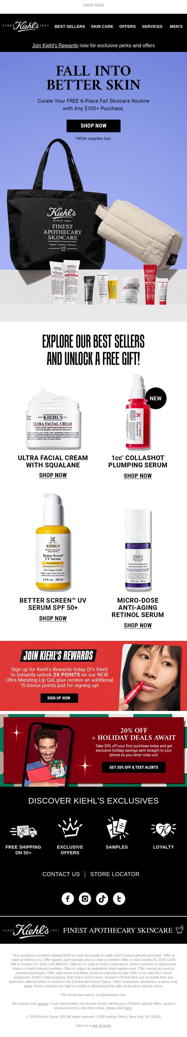 Meet Our Icons + Unlock a FREE 6-Piece Gift ❤ email from Kiehl's screenshot