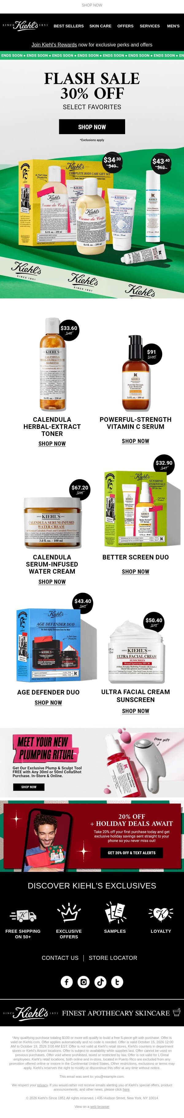 ⚡ ENDS TONIGHT: 30% Off Select Sets & More Icons! ⚡ email from Kiehl's screenshot