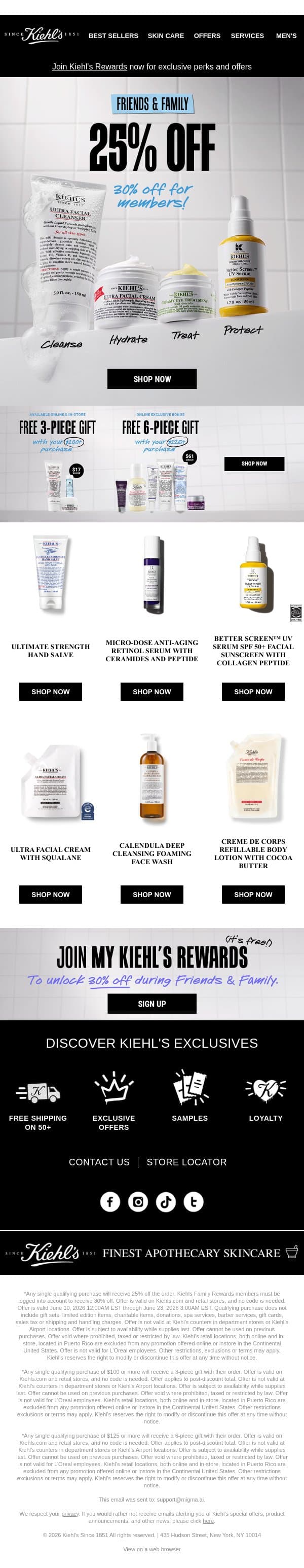 Upgrade your discount to 30% off 🔓 email from Kiehl's screenshot