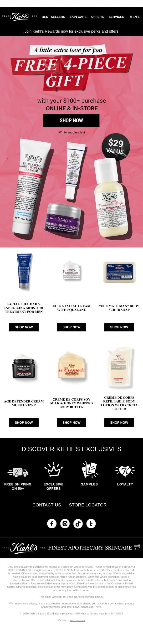 Find The Perfect Gift (& Get One For Yourself!) email from Kiehl's screenshot