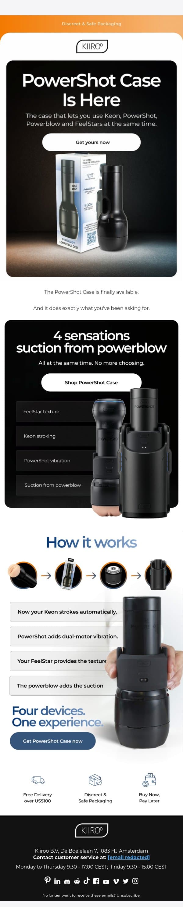 PowerShot Case is here 😍 email from Kiiroo screenshot