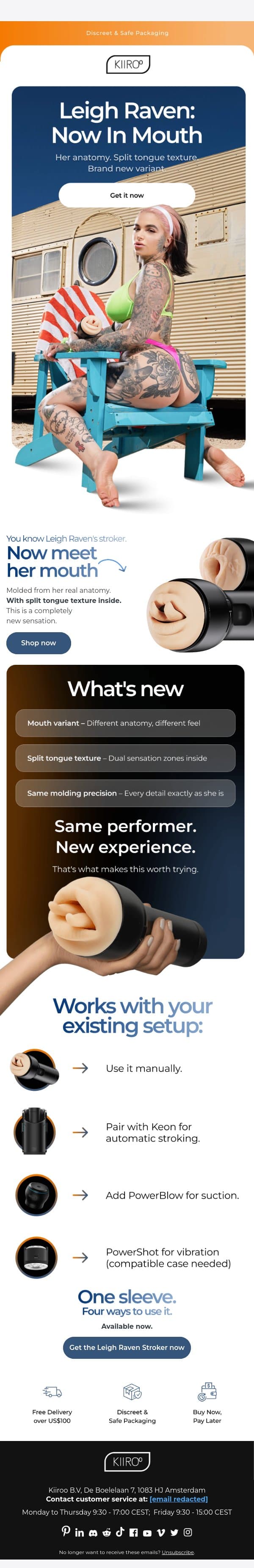 New: Leigh Raven Mouth stroker - Split Tongue! 😍 email from Kiiroo screenshot