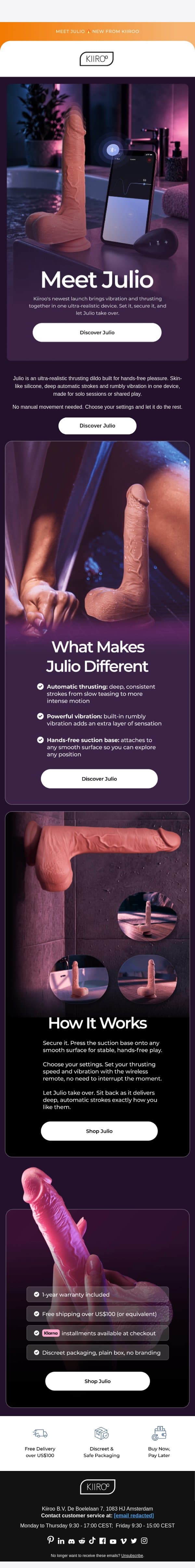 Meet Julio 🔥 new from Kiiroo email from Kiiroo screenshot