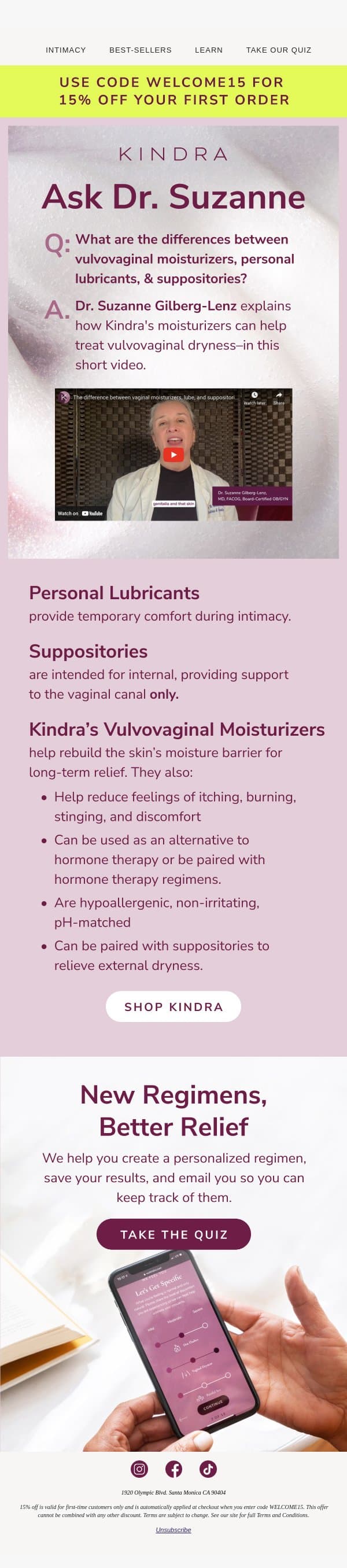 Why OBGYNs are recommending THIS email from Kindra screenshot