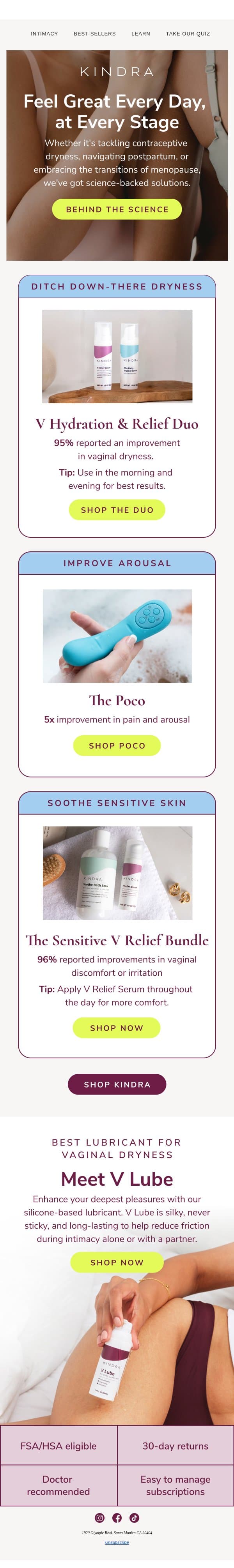 Try These Best-Sellers email from Kindra screenshot